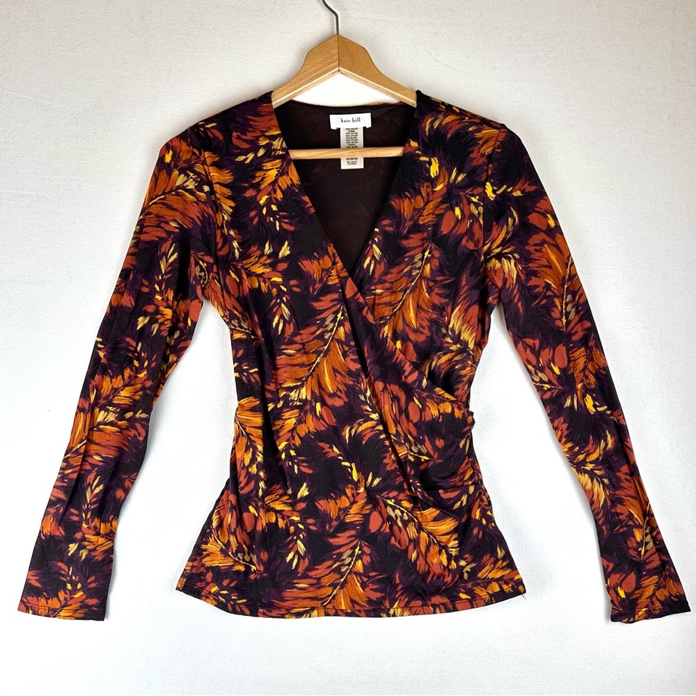Kate‎ Hill Mesh Wrap Blouse Office